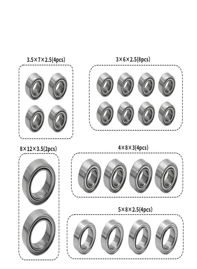 TREAL Steel Complete Bearings Set (22pcs) Upgrades for 1/18 TRX-4M